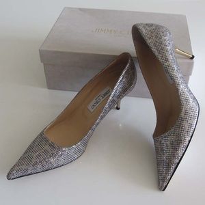 new JIMMY CHOO Aurora champagne glitter pumps 40 10 US